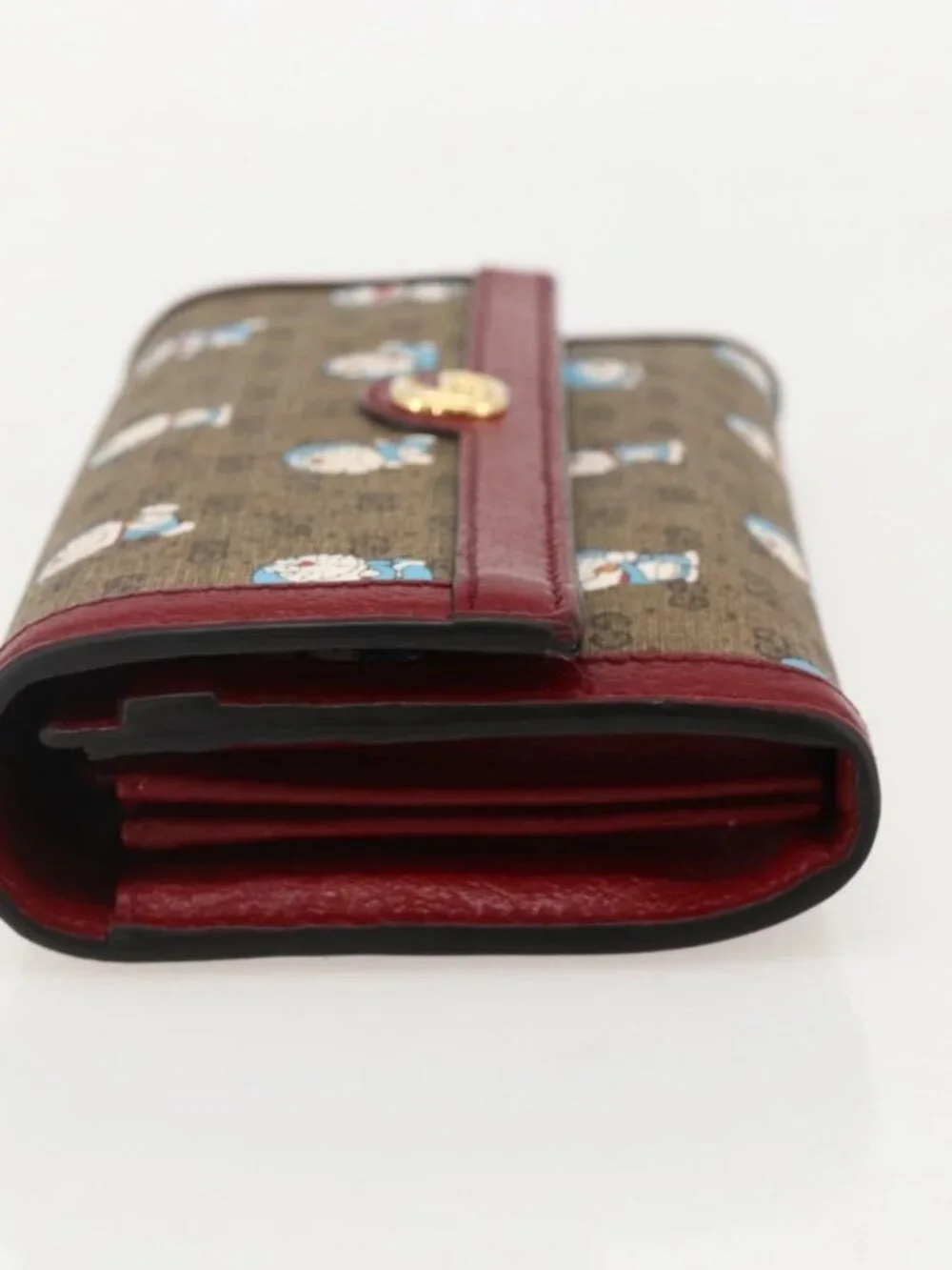 GUCCI Micro GG Supreme Doraemon Long Wallet PVC Beige Gold 647786 Auth 175793A
